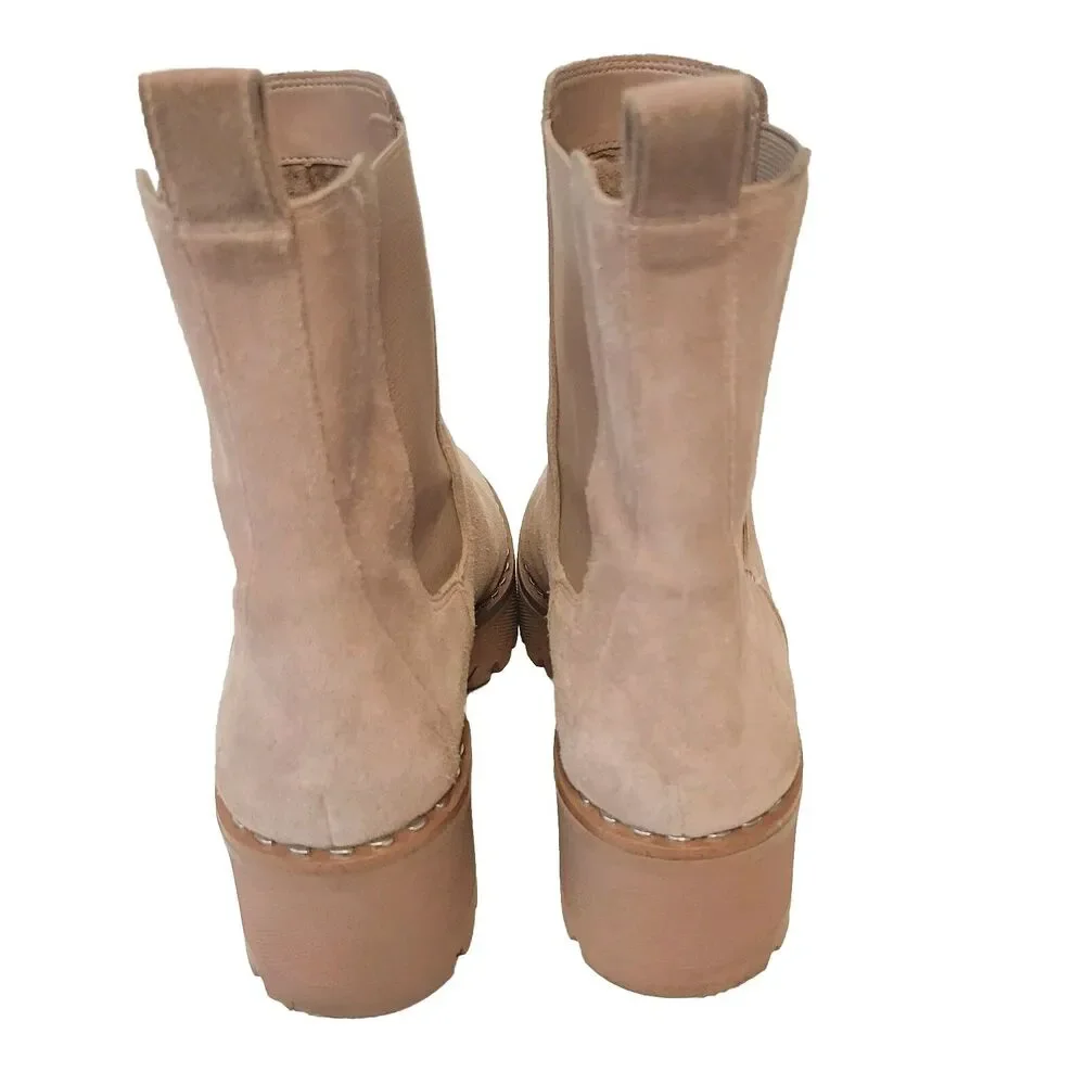 Vince Camuto Suede Leather Chelsea Lug Malva Pink Boots Size 9M